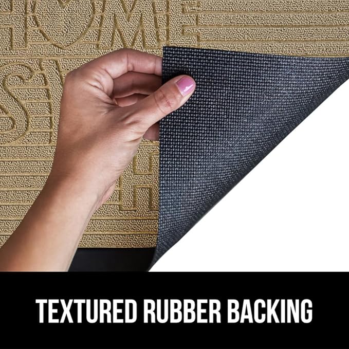 GORILLA GRIP 100% Waterproof All-Season WeatherMax Doormat, 47x35, US Designed Natural Rubber, Stain and Fade Resistant, Low Profile Indoor Outdoor Door Mats, Easy Clean Patio Mat, Home Sweet Home