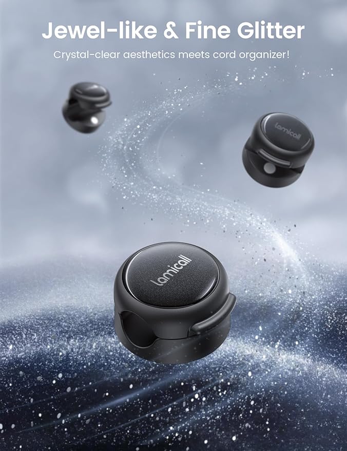 8Pack Magnetic Cord Organizer Cable Clips - Lamicall [Crystal-Clear] Desk Cable Managment for Phone Charging Cord, Adhesive Wire Holder for Home Office Desk Nightstand, Halloween Organizer Accessories