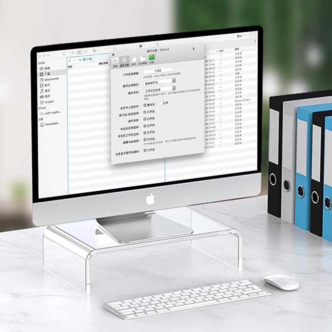 Acrylic Monitor & Laptop Stand Riser - Clear Computer & Laptop Stand for Desk - Compatible with iMac, MacBook & All Notebooks - White Aesthetic Decoration for Office & Home