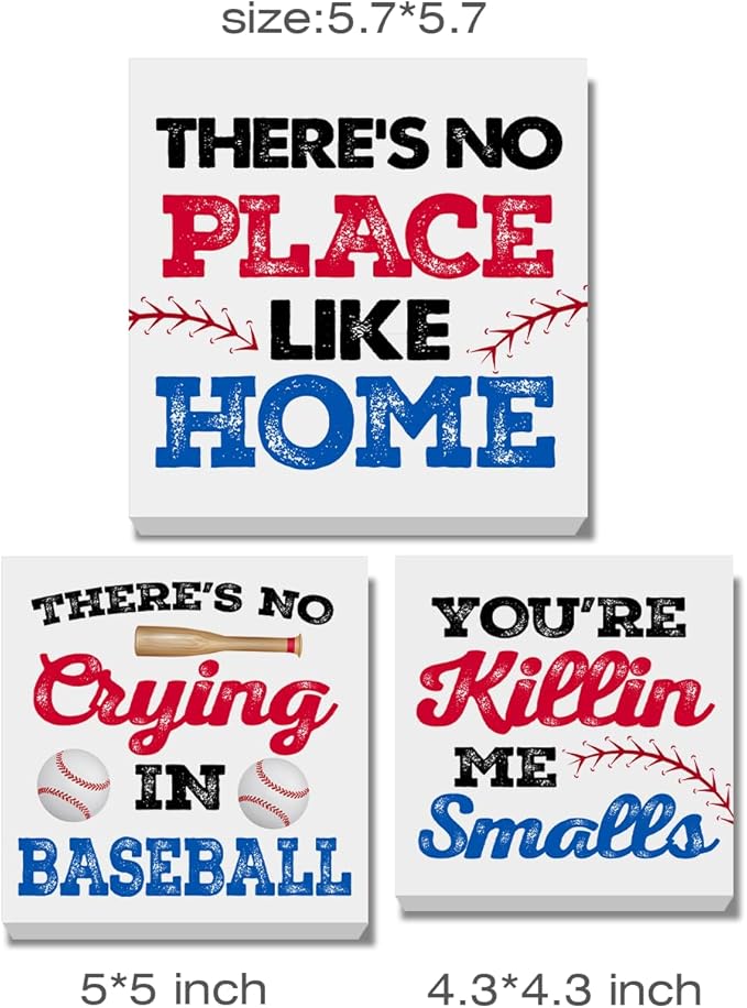 3 Pcs Baseball Decor for Home Baseball Sports Tiered Tray Decor 3 Pcs Decorative Wood Box Signs Rustic Table Desk Shelf Decoration for Bedroom Boys Room Party