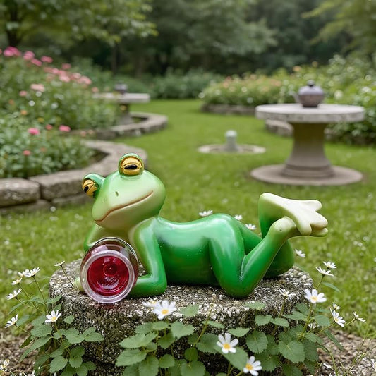Frog Figurine Garden Decor for Outside, Plant Decorations for Pots, Fairy Garden Figurines for Lawn Ornaments, Yard Decorations Outdoor Statue, Frog Gifts for Women
