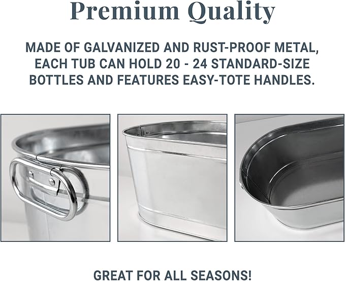 Let's Make Memories Personalized Backyard Bar Beverage Tub - Custom Beverage Tub - Customizable Message - Galvanized Drink Tub - 20¾"L x 11¾"W x 7"H - 5.5 Gallons