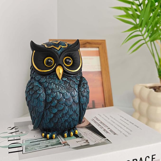 Owl Figurines Resin Statue Home Decor Sculptures Ornament for Bookshelf Living Room,Housewarming Gift