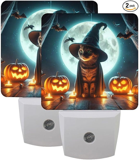 2 Pack Halloween Night Light Plug-in LED Nightlights Auto Sensor Night Lamp Dusk-to-Dawn Lamp Home Decor for Children,Elderly People Bedroom