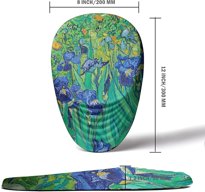 Ergonomic Mouse Pad Wrist Support, Floral Mouse Pad with Wrist Rest, Non-Slip PU Base MousePads with Foam Massage Design for Pain Relief, Desk, Office, Home, Van Gogh Flower