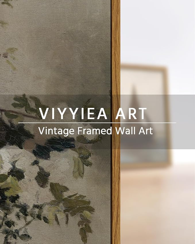 VIYYIEA Vintage Floral Large Framed Wall Art, Flowers and Lemons Paingtings Decor Aesthetic, 20x30 Inch Canvas Print Artwork, Farm Still Life Wall Pictures for Bedroom Living Room