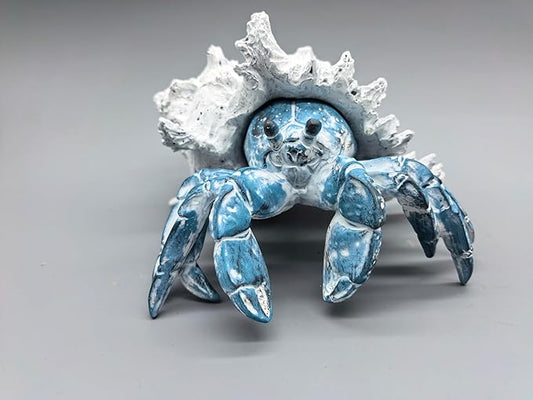 VVGIFTS Beach Coastal Decor Blue Hermit Crab with Shell Figurines Decor Home Office Desk Sculpture Statue for Tabletop Shelf Bathroom Decoration Ornament Gift (Blue)