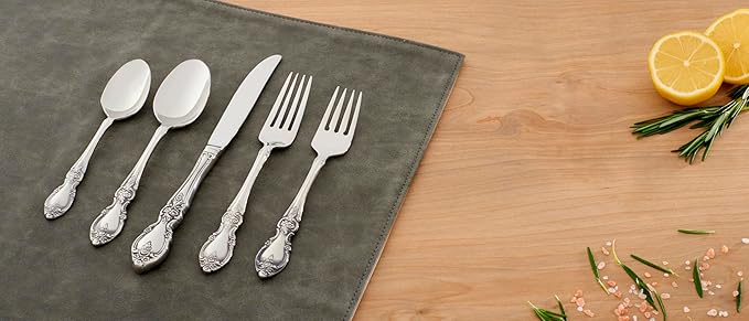 Oneida Louisiana 4-Piece Fine Dinner Spoons Set, 18/8 Stainless Steel Tablespoon Set, Service For 4, Dishwasher Safe Spoons, Silverware, Mirror Finish, Utensils, Flatware, Tableware (Silver, 4 Piece)