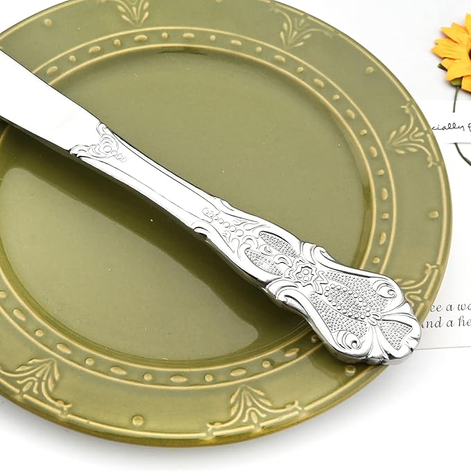 Elegant Silver Silverware Set with Steak Knives 30 Piece Flatware Sets for 6 Tableware Utensils, 18/10 Stainless Steel Cutlery Set Include Knifes Forks Spoons, Mirror Polished Dishwasher Safe