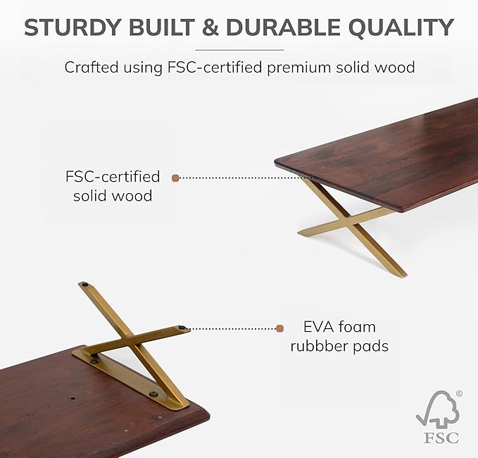 Anji Mountain Monitor Stand - Desktop Organizer & Laptop Riser, Ergonomic Monitor Riser, Space-Saving Monitor Stand for Desk, Durable Construction, Easy Assembly, Ideal for Home & Office,Walnut