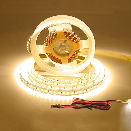 VST LED Strip Lights Warm White 120LEDs/m 1000Lm/M 9.6W/M CRI 90+ LED Tape Light 12V 2835 Cuttable Connectable Dimmable LED Strips for Indoor Under Cabinet, No Driver (2700k-16.4ft, White)