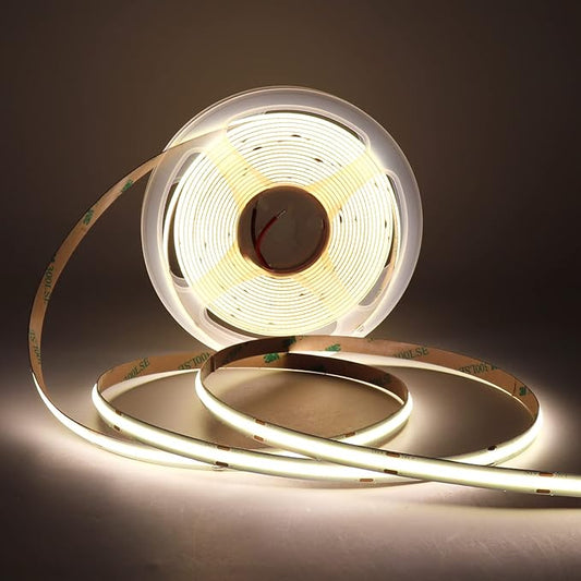 DC 24V COB LED Strip Light 4000K Natural White Color 480LEDs/m 16.4FT/5M CRI>90 High Bright LED Tape Ribbon for Hotel Office Kitchen Bedroom Home Decor (DC24V, Without Power Supply)