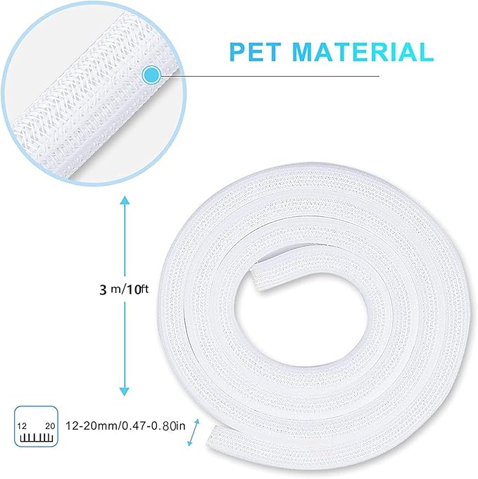 AGPTEK Cable Sleeve Cover, 10ft - 4/5 inch Desk Cord Organizer Cable Hider, Home Office Wire Management Computer TV Wire Loom Tubing, Pet Proof Cord Protector, from Cat Dog Chewing, White