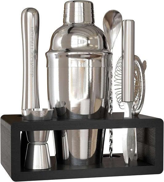 Highball & Chaser Cocktail Shaker Set: Bartender Kit for Home Bar Mixology Cocktail Bar Set Plus E-Book with 30 Recipes (Silver)