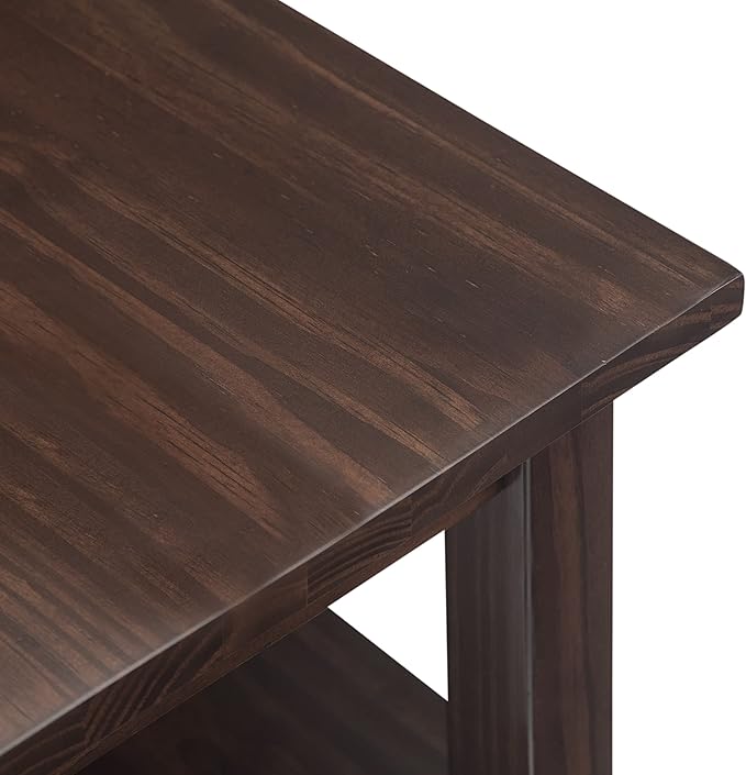 SIMPLIHOME Warm Shaker SOLID WOOD 14 inch Wide Rectangle Transitional Narrow Side Table in Tobacco Brown for the Living Room and Bedroom