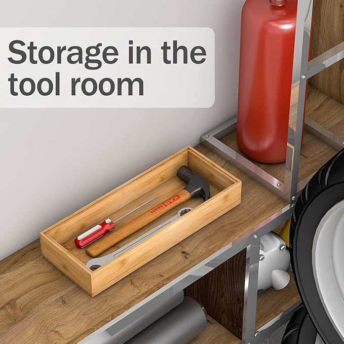 Utensil Organizer Silverware Drawer Organizer-Stackable Bamboo Flatware Caddy Cutlery Holder, Wooden Storage Boxes Tray for Bedroom,Office, Bathroom, Vanity & Garage Tool Organization(15"6"2.5")