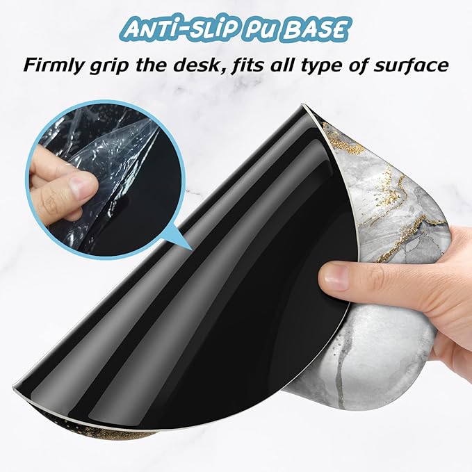 Hsurbtra Ergonomic Mouse Pad with Wrist Rest Support, Gel Mouse Pads with Non-Slip PU Base, Pain Relief Memory Foam Computer Mat, Cute Office Supplies Desk Decro Accessories, Black Marble