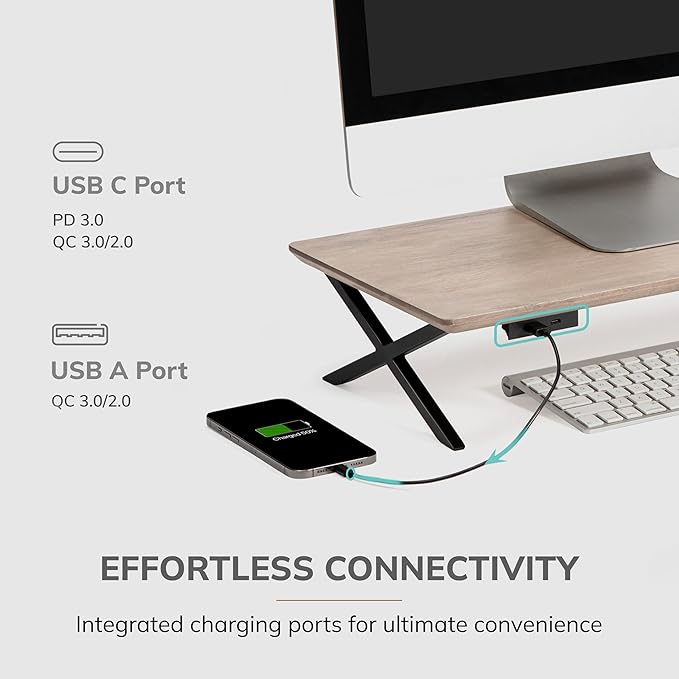 Anji Mountain Monitor Stand - Desktop Organizer & Laptop Riser, Ergonomic Monitor Riser, Space-Saving Monitor Stand for Desk, Durable Construction, Easy Assembly, Ideal for Home & Office,Biscotti
