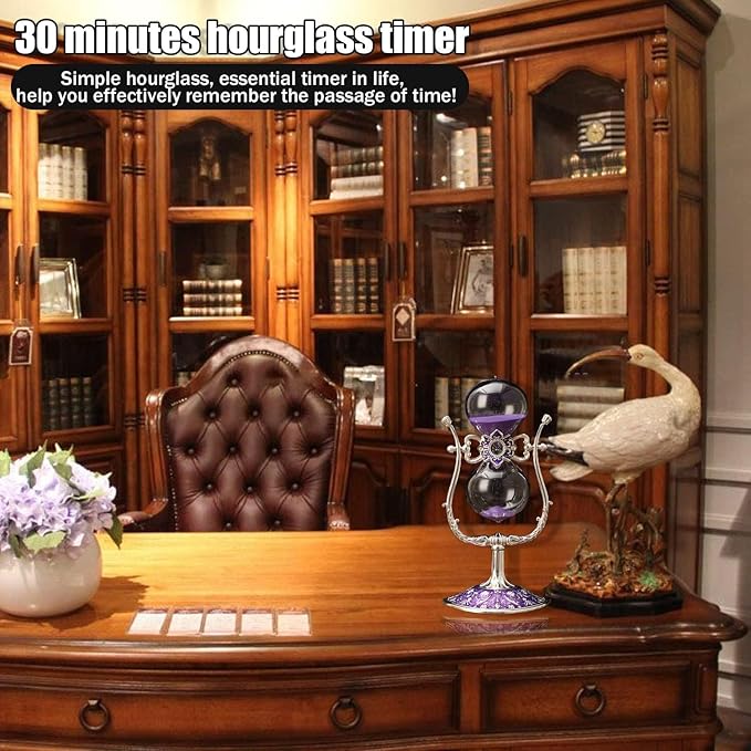 Sanduhr 30 Minuten,Hour Glass,360° flip Metal Vintage Hourglass,Hourglass Decor,for Home Decoration Office Desk Wedding Party Decor Kitchen Timer (Purple Sand)