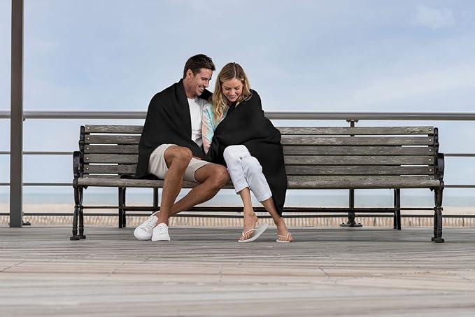 MV Sport Lightweight Sweatshirt Blanket Throw – Warm & Cozy, Breathable Oversized Fleece Knit, Couch, Bed, Travel, Cold Nights, and Outdoors – Soft Light Weight Blanket 54" x 84" Charcoal