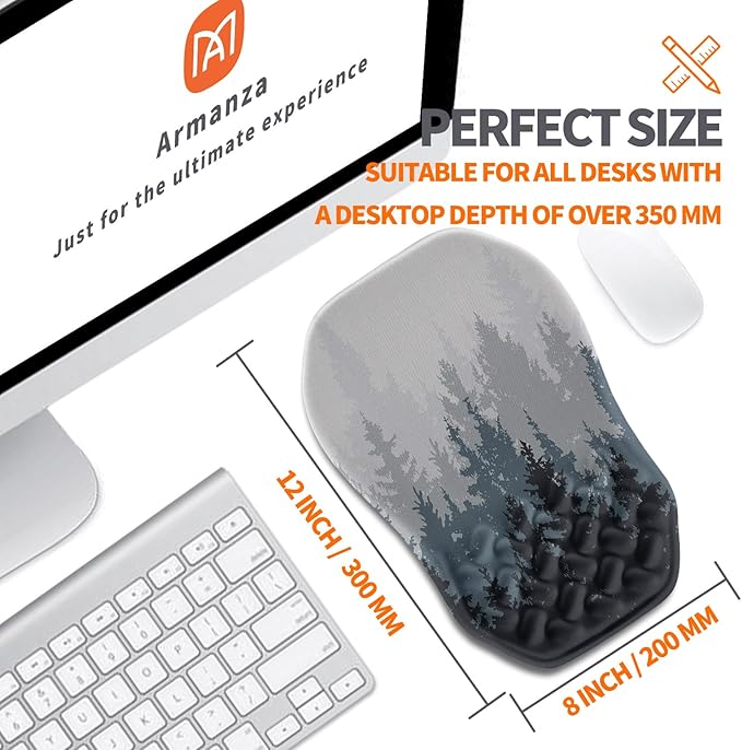 Ergonomic Slope Mouse Pad Wrist Support, Wrist Rest Mousepad for Carpal Tunnel Pain Relief with Massage Bulge and Slow Rebound Memory Foam (12x8 inch, Forest)