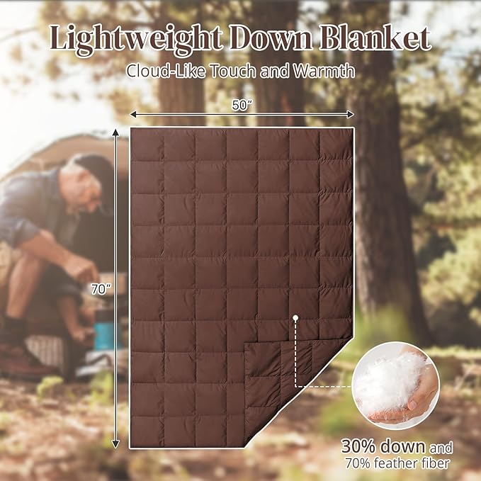 Peace nest Down Throw Blankets for Couch 50x70 Down Blanket for Indoor and Outdoor Throw Blanket use Soft Lightweight Throw Blanket Chocolate