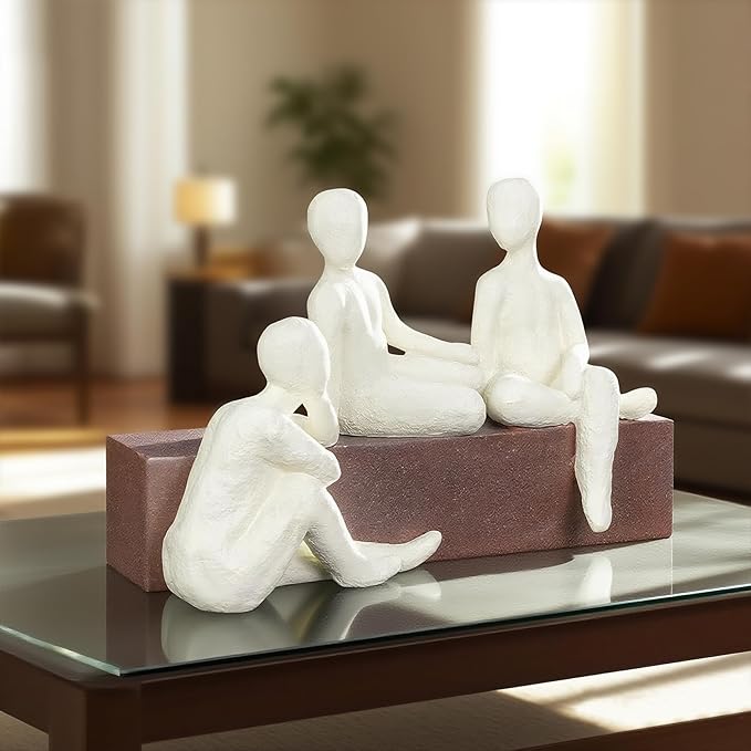 Resin Abstract Statue, Three Person Conversation Figurines, Modern Art Sculpture Home Decor for Living Room, Office Desktop, Coffee Table, Bookshelf, Gifts for Friends, Family