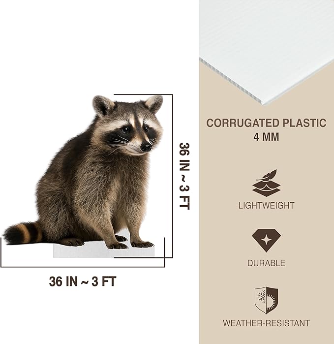 Racoon Life Size Standee - 3FT Freestanding Coroplast Cutouts | Jungle Animal Standup Photo Booths, Jungle Party, Birthday & Halloween Decorations, Style 1