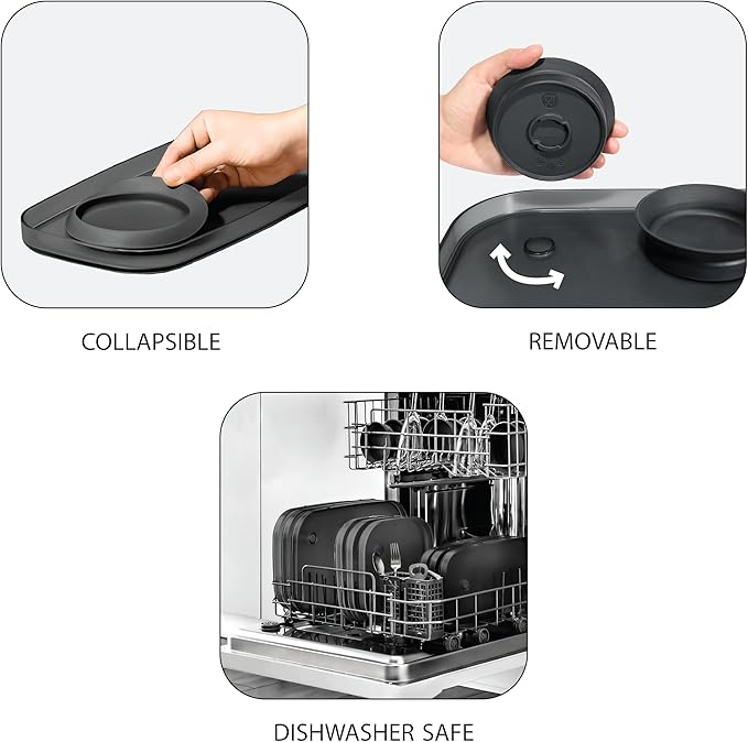 madesmart Chip N Dip Dipware Bowl, 2-Piece Serving Set with Detachable Dip Bowl, Durable Plastic Chip Tray for Entertaining, Tabletop Snack Server, Carbon