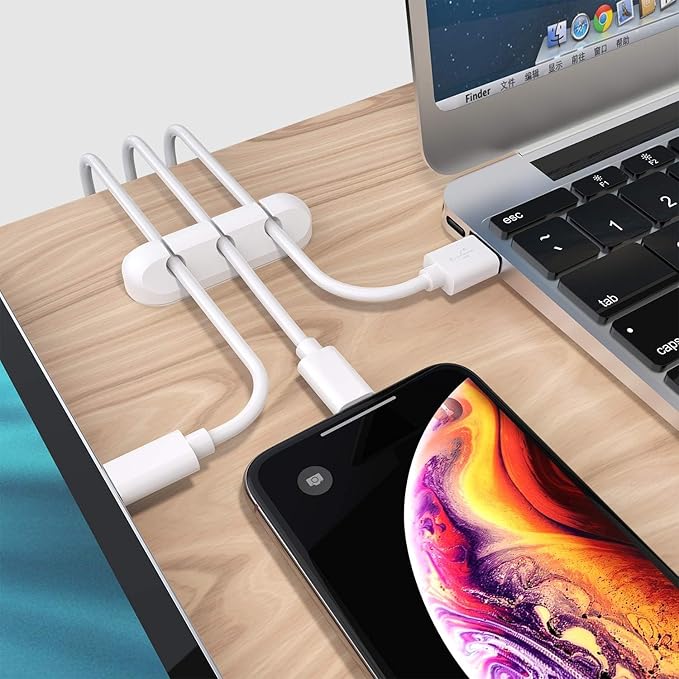 SOULWIT Cable Holder Clips, 3-Pack Cable Management Cord Organizer Clips Silicone Self Adhesive for Desktop USB Charging Cable Nightstand Power Cord Mouse Cable Wire PC Office Home