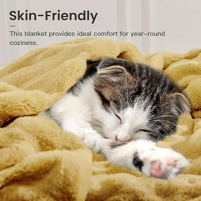 NEXHOME PRO Faux Fur Throw Blanket, Cozy Fluffy Soft Blanket or Couch Sofa Bed Living Room Decorative, Reversible Puffy Thick Warm Blanket for Winter 50"X60" Orange