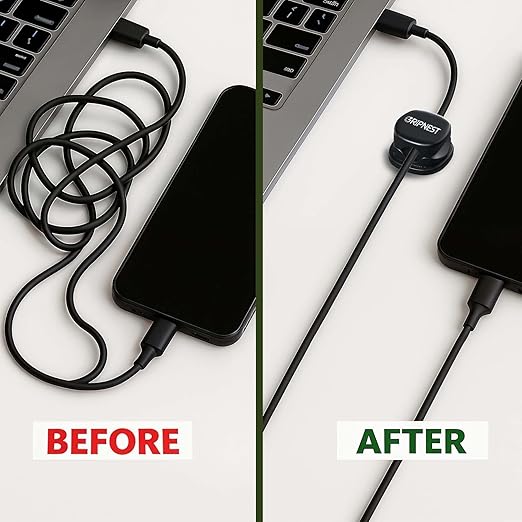 6 Pack Adhesive Cable Clips Black Spring Loaded Cord Holders for Nightstand, Desk, Wall, Car, or Bedside Ideal Charging Cable Organizer for Home or Office Setup