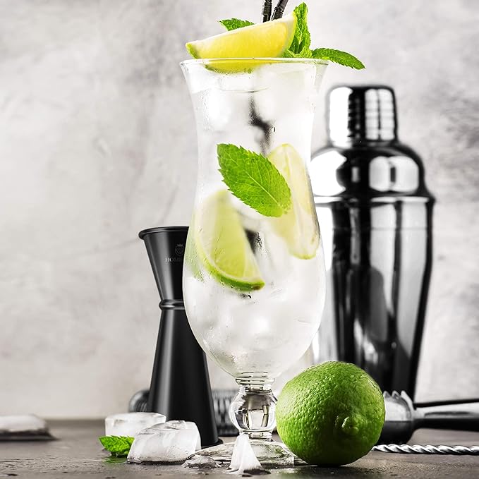 Homestia 2 Pack Japanese Jigger for Bartending, Double Cocktail Measuring Cup 304 Stainless Steel Jigger 2 oz 1 oz w/Measurements Inside for Bartenders, Bar Supplies (Black)