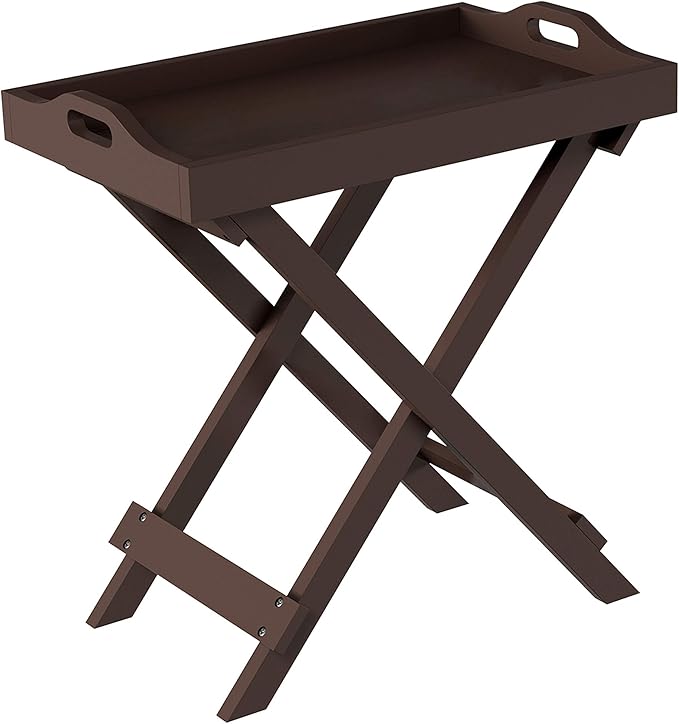 Folding TV Tray Table - Contemporary Side Table with Removable Tray Top for Food Serving, Decor, or Meals - Portable End Furniture for Living Room, Bedroom, or Home Office by Lavish Home (Brown)