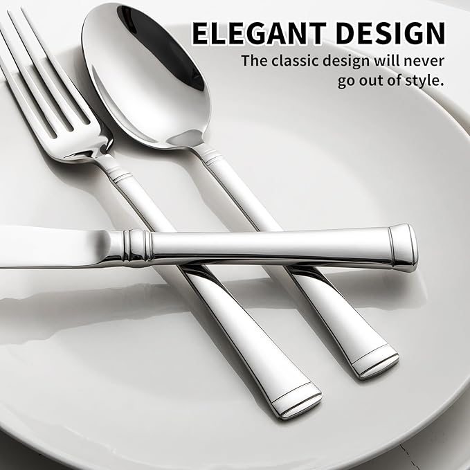 Silverware Set Service for 8, 18/10 Stainless Steel, 40 Piece Set, Flatware Cutlery Set，Mirror Polished