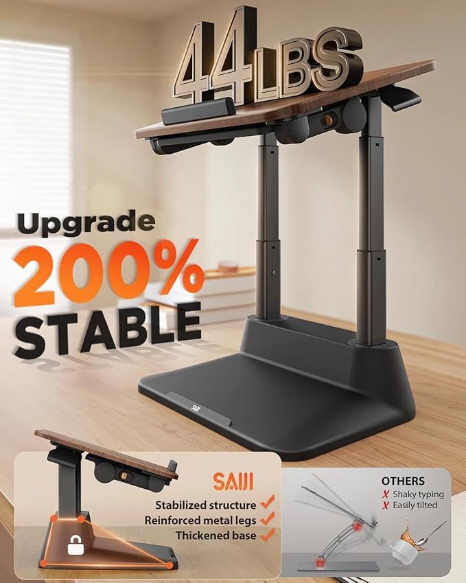 SAIJI Laptop Stand for Desk, Stable Standing Laptop Riser with Foldable Mouse Pad, Standing Computer Stand with 4 Adjustable Height Up to 20.47", Tall Stand Fit All Laptops Under 17.3"