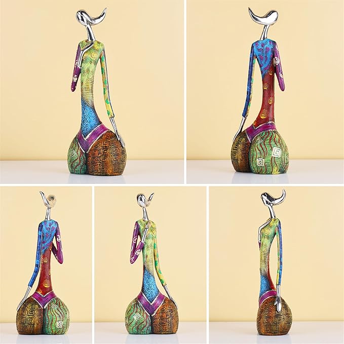 suruim Colorful Abstract Women Figurines Sculptures Home Decor for Shelves Yoga Pose Art Statue Modern Home Decoration Living Room Zen Decor Tables Ornaments (Elegance)