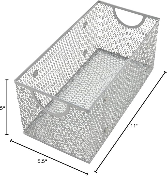 YBM Home Wire Mesh Storage Basket Organizer for CD and DVDs - 2 Pack