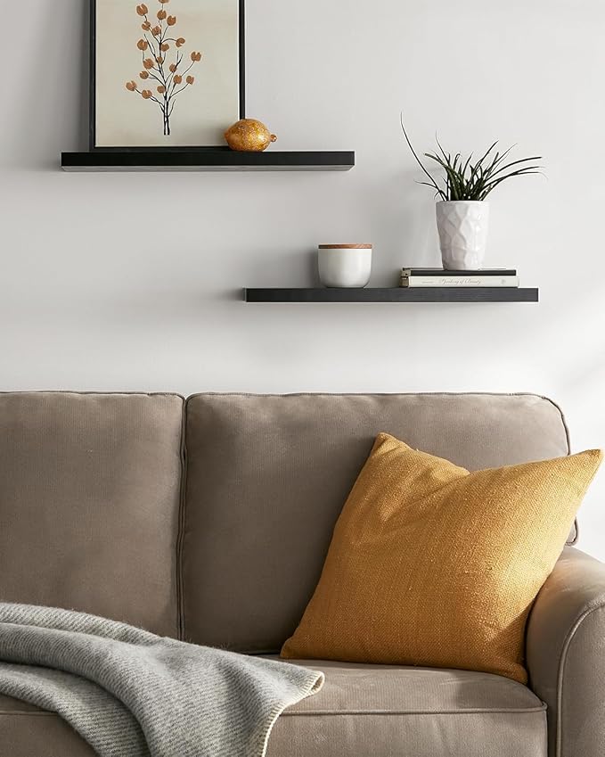 BAYKA Floating Shelves, 22.5 inch Rustic Wood Wall Mounted Shelves for Bathroom, Bedroom, Living Room, Kitchen & Office, Hanging Display Shelf with 22 lbs Capacity, for Decor, Display & Organizer