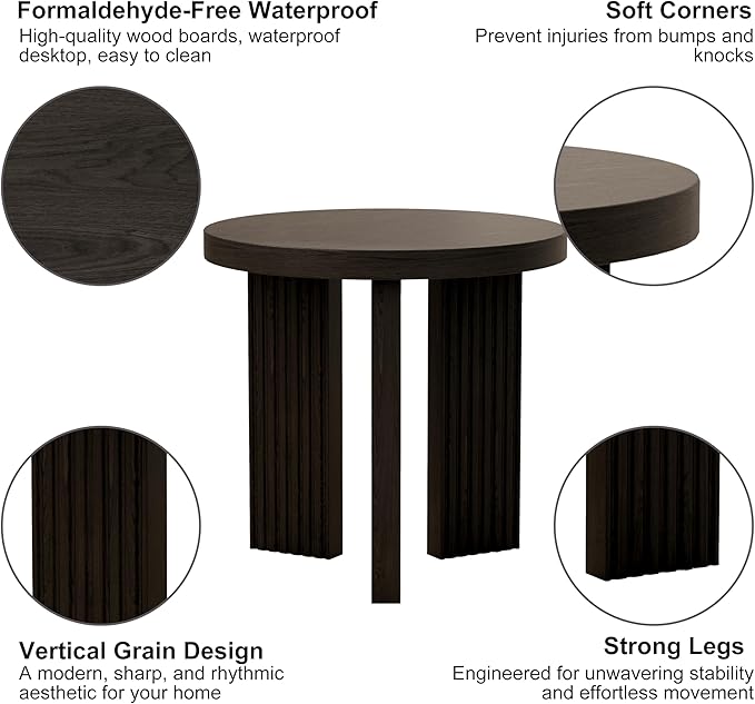 Small Round Side Table, 17.52" Coffee Table with Smooth Thick Mesa, Circle End Table with X Shaped Stable Legs, Accent Tea Table for Living Room, Office, Black
