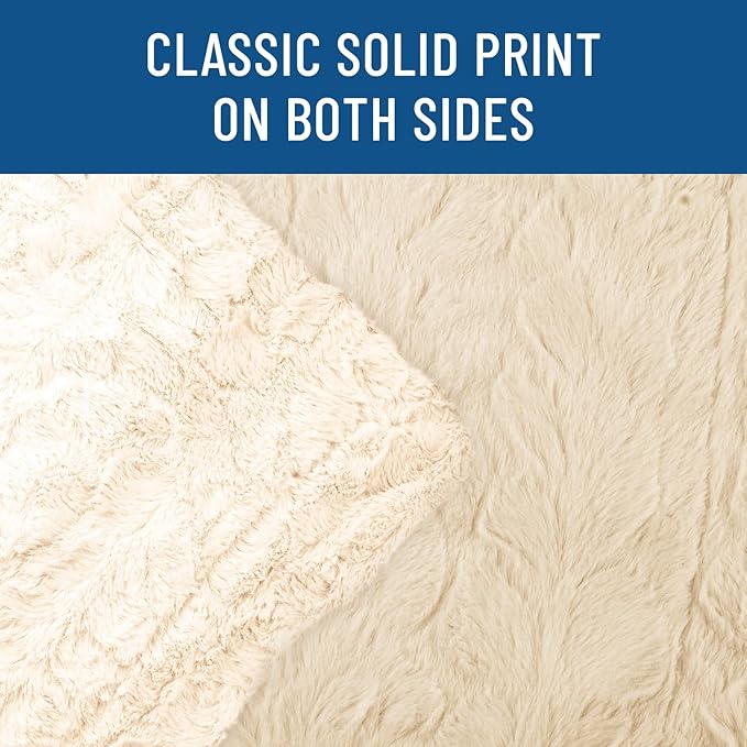 Everlasting Comfort Soft & Comfortable Ivory Faux Fur Throw Blanket for Couch - (50"x65") Minky & Fluffy Fall Blankets & Throws, Plush Fuzzy Cover for Bed, Sofa & Living Room - Cozy Home Decor