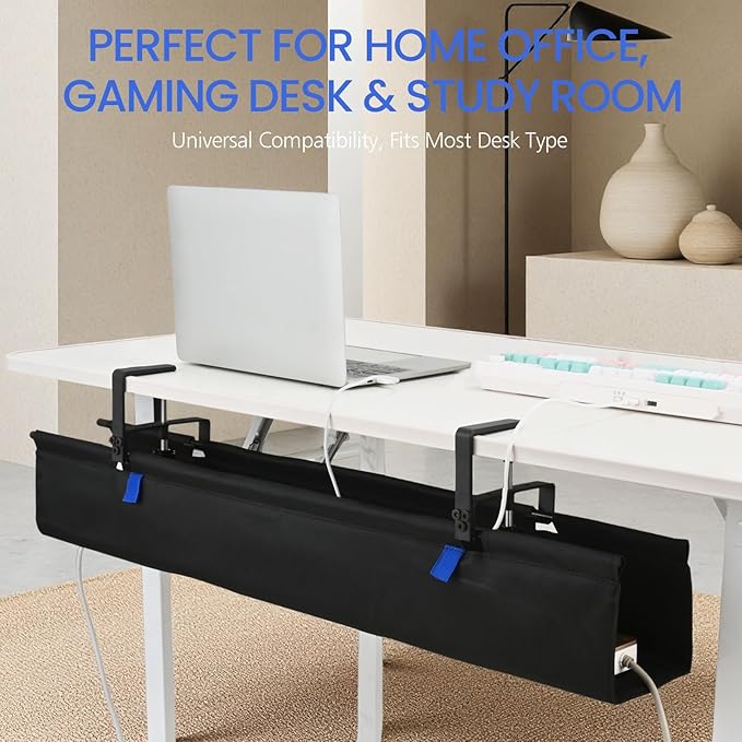 36" Under Desk Cable Management Tray- Clamp/Screw Mount Desk Cable Organizer Cable Tray Hiders for Office&Home