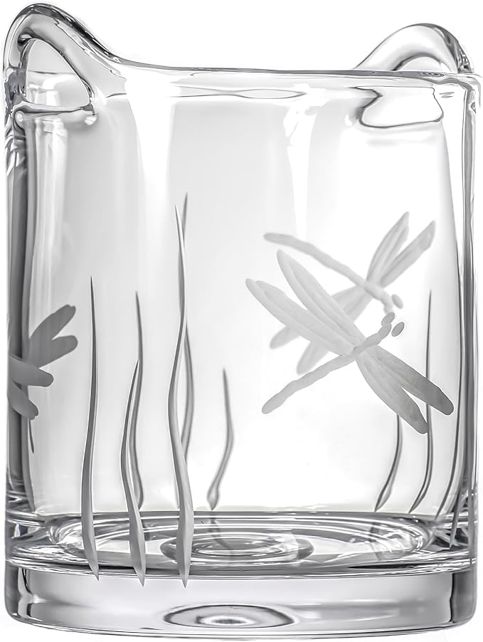 Rolf Glass Dragonfly Ice Bucket | Glass Champagne Ice Bucket | Lead-Free and Diamond-Wheel Engraved | Designed and Engraved in the USA | Nature-Inspired Design