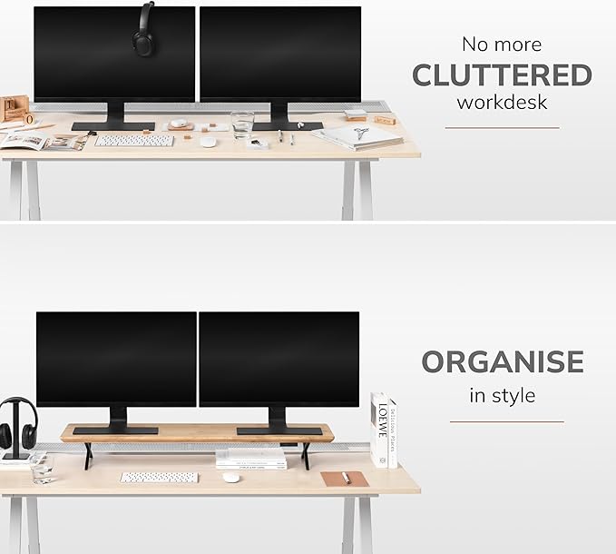 Anji Mountain Monitor Stand - Desktop Organizer & Laptop Riser, Ergonomic Monitor Riser, Space-Saving Monitor Stand for Desk, Durable Construction, Easy Assembly, Ideal for Home & Office,Natural