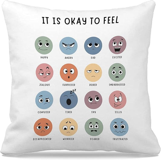 Nogrit Counseling Office Must Haves Throw Pillow Cover, Calming Corner, Mental Health Pillowcase Decor for Home Kids,Mental Health Counselor Gifts, Calming Corner Pillow Covers 20x20 White