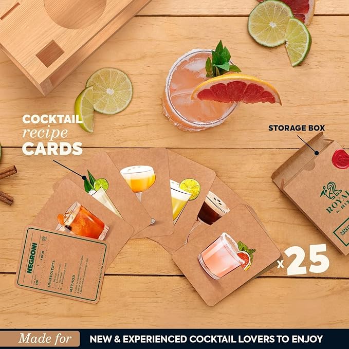 Mixology Bartender Kit with Stand | Home Bar Set with 25 Cocktail Recipes for Drink Mixing | Ideal Bartending Kit for Housewarming Gift | Premium Martini Cocktail Shaker Set with Bar Tools Accessories