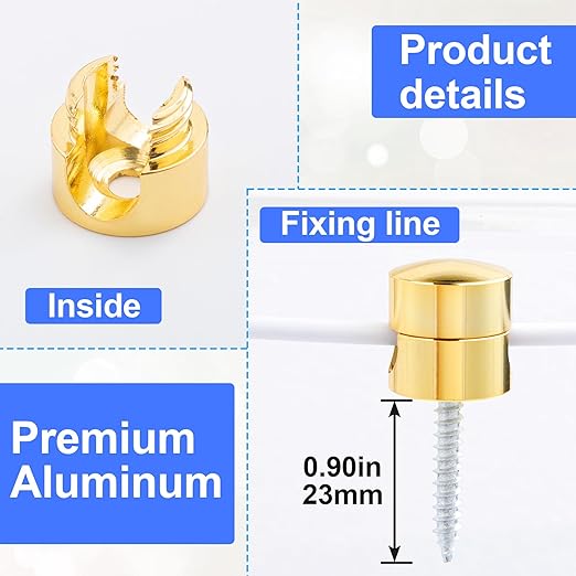 2 Sets Charger Holders for Cords, Gold Adjustable Cable Anchor Holders, Adhesive Metal Cord Clips, Cable Management Wire Organizers for Desk, Office, Nightstand