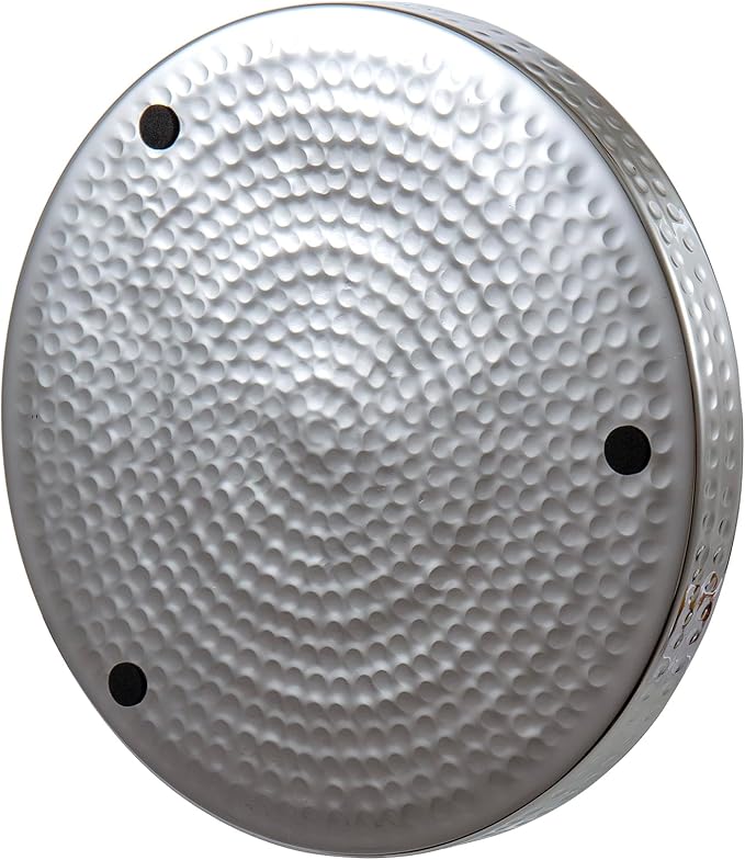 MyGift 11 Inch Deluxe Hammered Silver Round Decorative Tray - Aluminum Plated Serving Display Platter and Vanity Tray - Handcrafted in India