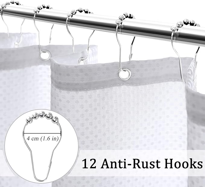 Small Stall Barn Door Black and White Shower Curtain 36x72 Inch, Narrow Half Waffle Weave Morden Black Shower Curtain for Bathroom, Bath Curtains, Durable and Machine Washable