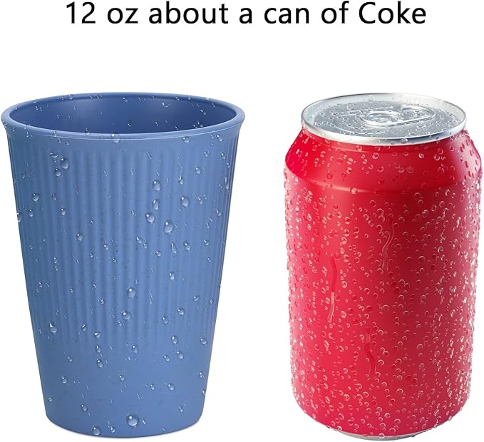 Homienly Drinking Cups Stackable Wheat Straw Cups 6 PCS Good Alternative to Dispoable Cups 12 oz Unbreakable Water Cups Reusable Dishwasher Safe Drinking Glasses Kitchen Essentials - Colorful